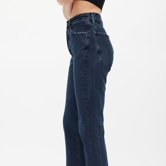 Agolde Washed Black Riley High Waisted Straight Leg Crop Jeans Sz 23 - Picture 4 of 11